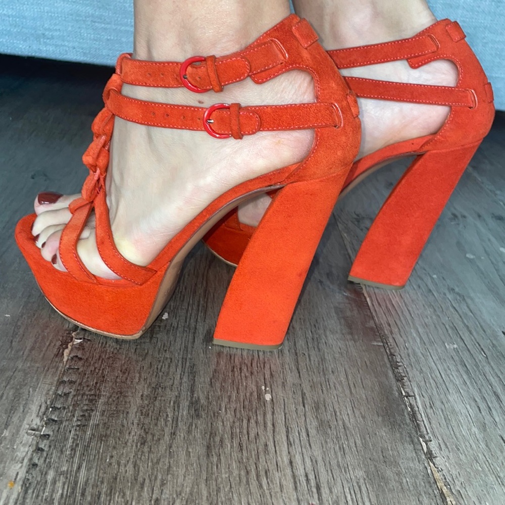 Casadei orange sueded Platform sandals size 6 - Picture 17 of 17